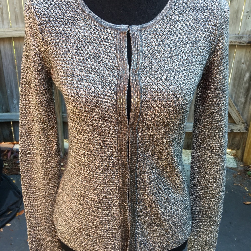 Charter Club Metallic Silver & Gray Cotton Sweater Size P/P